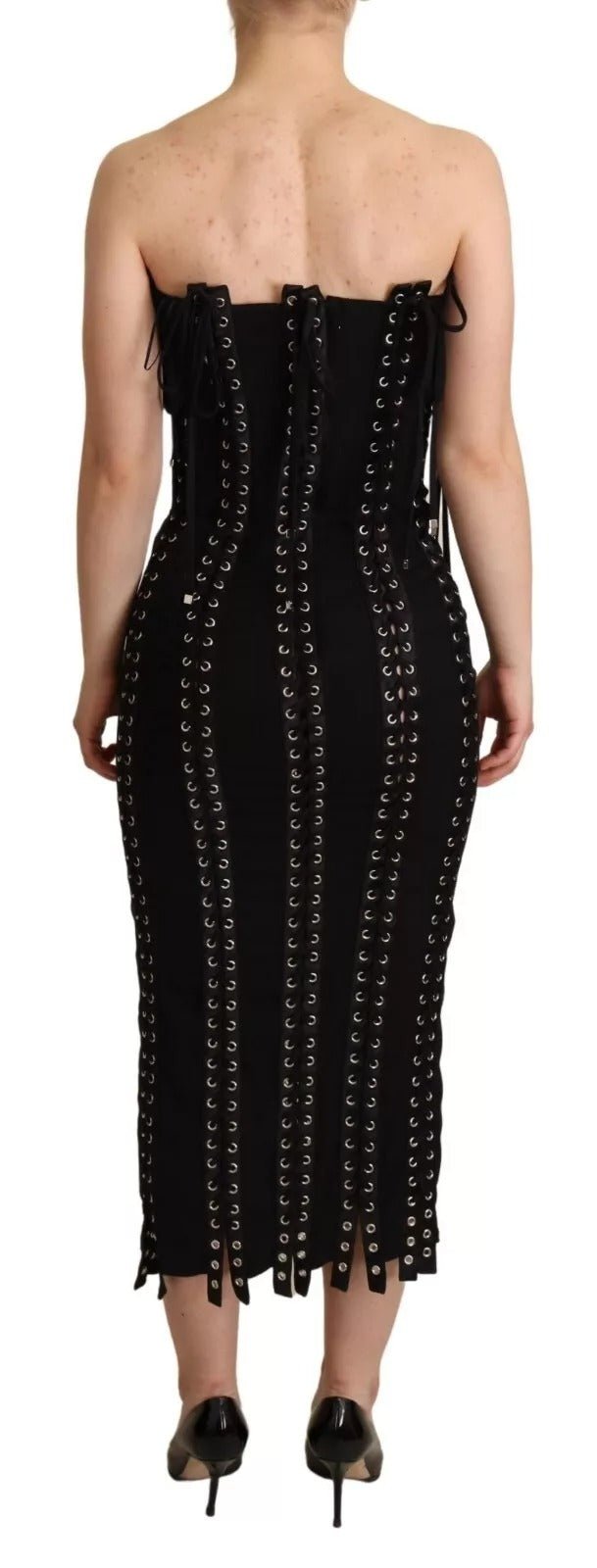 Dolce & Gabbana Black Cady Sleeveless Lace Up Bodycon Dress – IT36 | XS par Dolce & Gabbana | Disponible sur Sandy Store ByNet