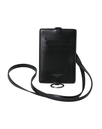 Dolce & Gabbana Black Calf Leather Lanyard Logo Card Holder Men Wallet – par Dolce & Gabbana | Disponible sur Sandy Store ByNet