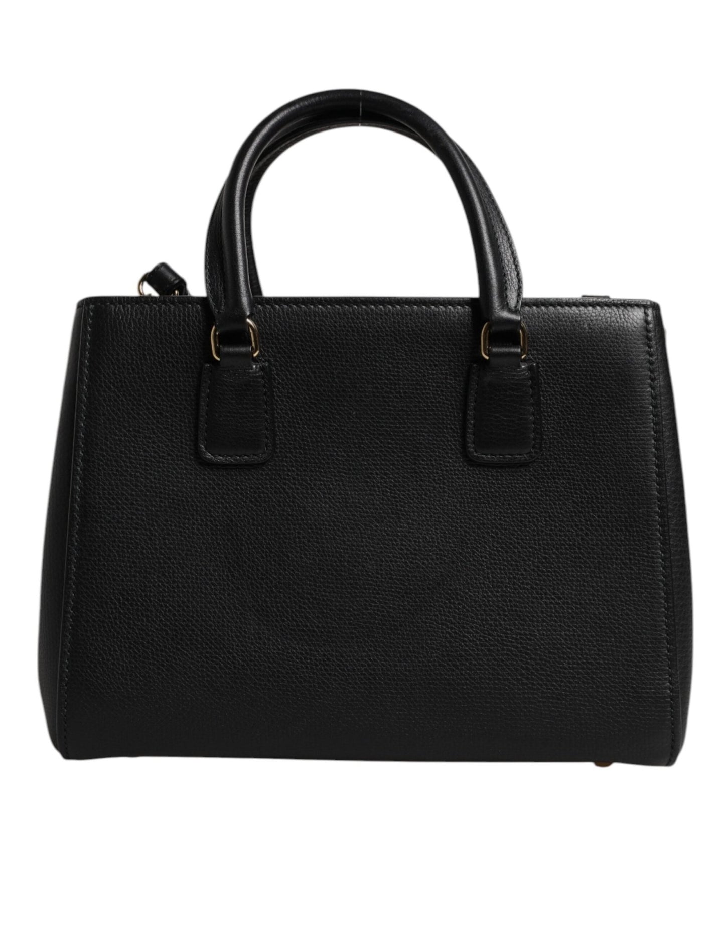 Dolce & Gabbana Black Calf Leather Logo Plaque Shoulder Handbag Bag - Sandy Store ByNet