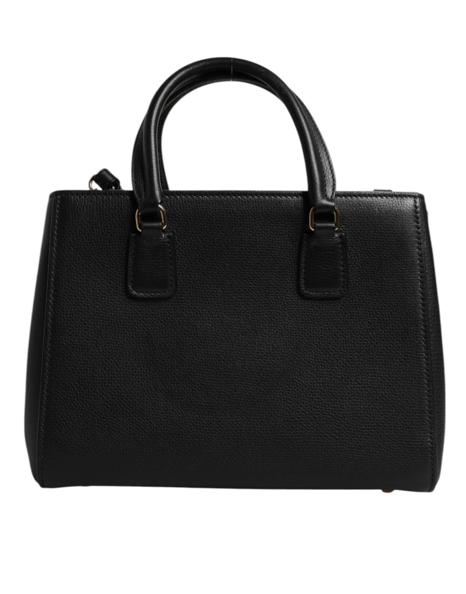 Dolce & Gabbana Black Calf Leather Logo Plaque Shoulder Handbag Bag - Sandy Store ByNet
