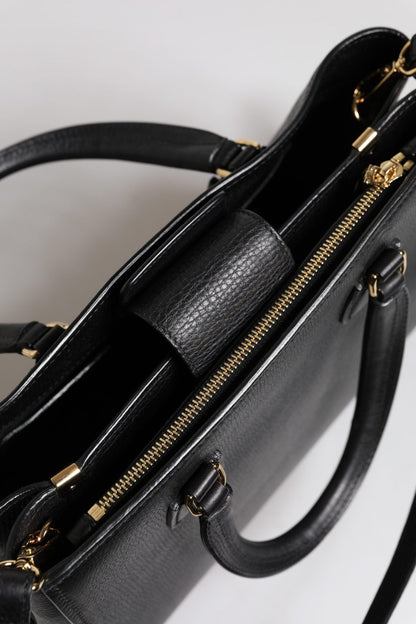 Dolce & Gabbana Black Calf Leather Logo Plaque Shoulder Handbag Bag - Sandy Store ByNet