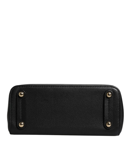 Dolce & Gabbana Black Calf Leather Logo Plaque Shoulder Handbag Bag - Sandy Store ByNet