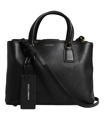 Dolce & Gabbana Black Calf Leather Logo Plaque Shoulder Handbag Bag - Sandy Store ByNet