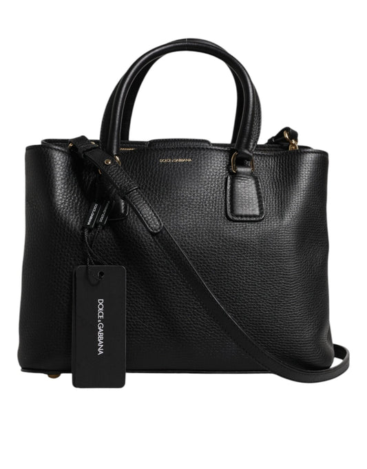 Dolce & Gabbana Black Calf Leather Logo Plaque Shoulder Handbag Bag - Sandy Store ByNet