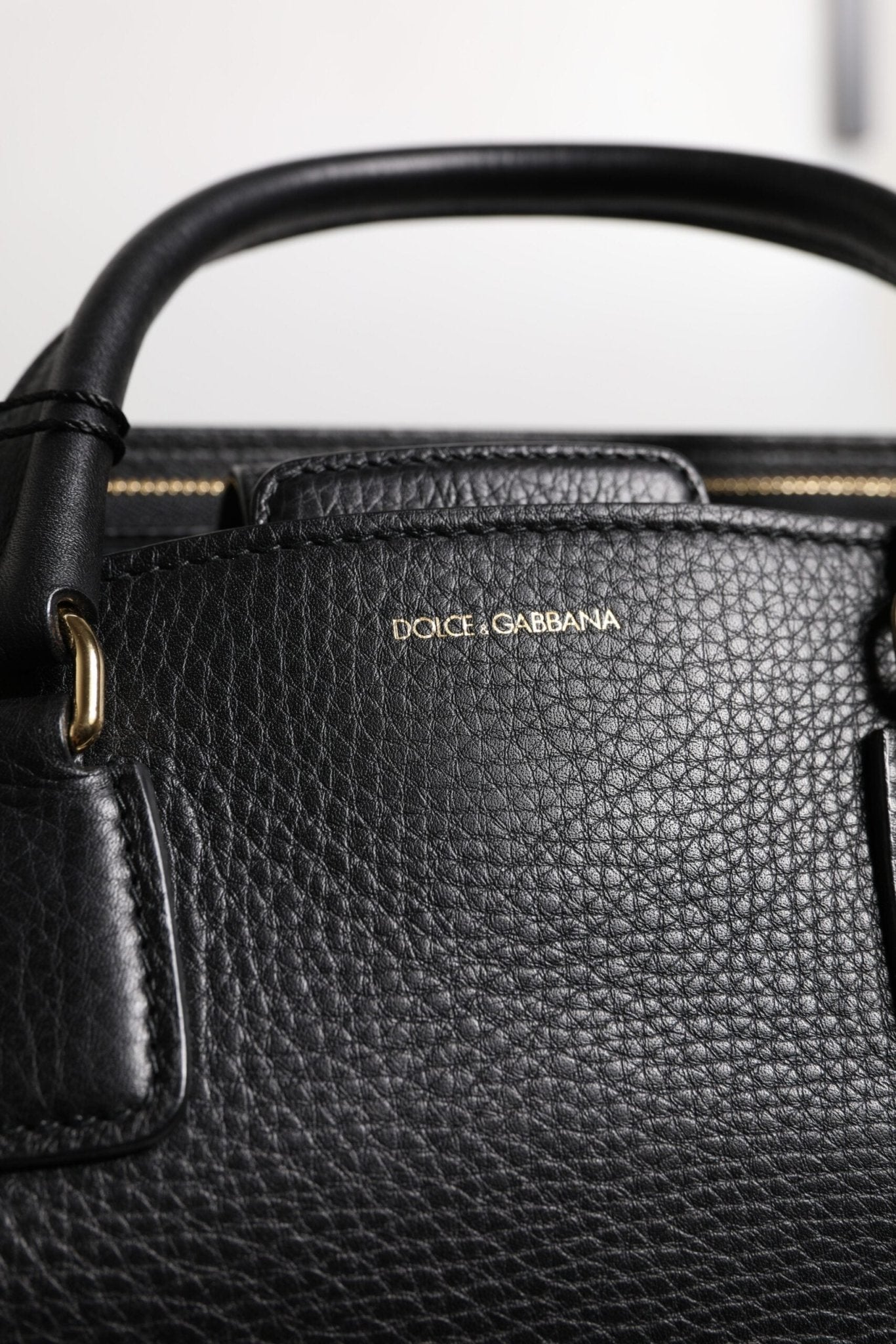Dolce & Gabbana Black Calf Leather Logo Plaque Shoulder Handbag Bag - Sandy Store ByNet