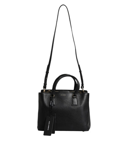 Dolce & Gabbana Black Calf Leather Logo Plaque Shoulder Handbag Bag - Sandy Store ByNet
