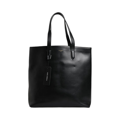 Dolce & Gabbana Black Calf Leather Shopping Tote Shoulder Bag - Sandy Store ByNet