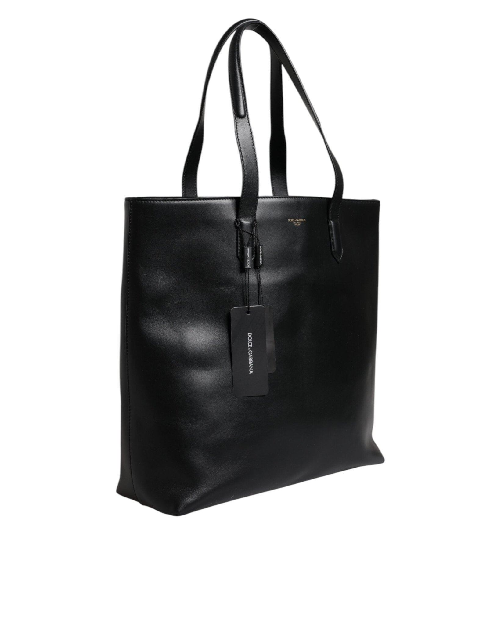 Dolce & Gabbana Black Calf Leather Shopping Tote Shoulder Bag - Sandy Store ByNet