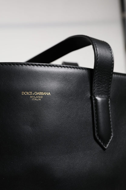 Dolce & Gabbana Black Calf Leather Shopping Tote Shoulder Bag - Sandy Store ByNet