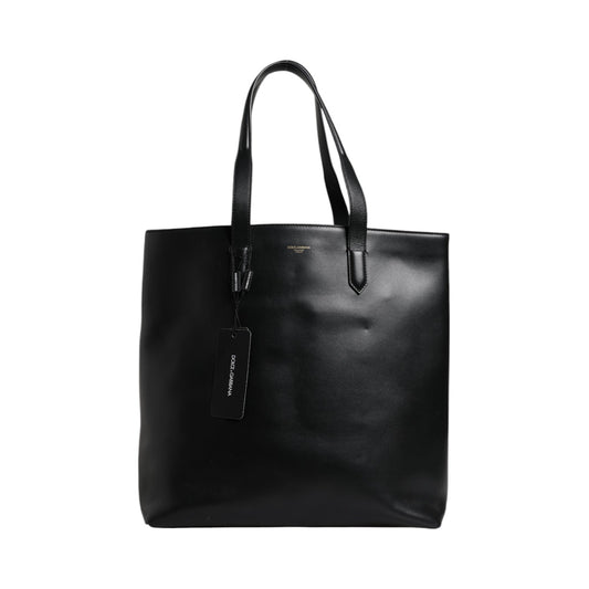 Dolce & Gabbana Black Calf Leather Shopping Tote Shoulder Bag - Sandy Store ByNet