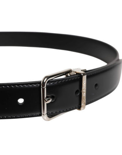 Dolce & Gabbana Black Calf Leather Silver Metal Buckle Belt – 95 cm / 38 Inches par Dolce & Gabbana | Disponible sur Sandy Store ByNet