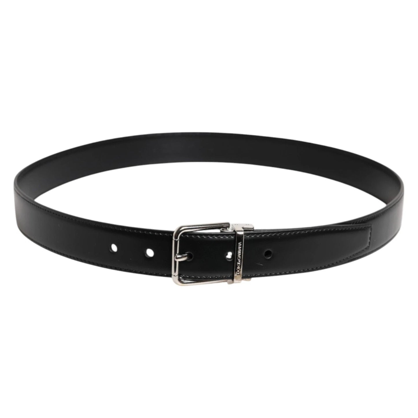 Dolce & Gabbana Black Calf Leather Silver Metal Buckle Belt – 95 cm / 38 Inches par Dolce & Gabbana | Disponible sur Sandy Store ByNet