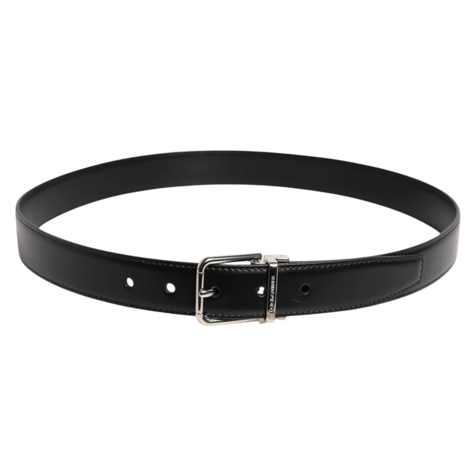 Dolce & Gabbana Black Calf Leather Silver Metal Buckle Belt – 95 cm / 38 Inches par Dolce & Gabbana | Disponible sur Sandy Store ByNet