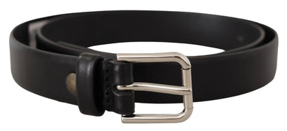 Dolce & Gabbana Black Calf Leather Silver Tone Logo Buckle Belt – 80 cm / 32 Inches par Dolce & Gabbana | Disponible sur Sandy Store ByNet
