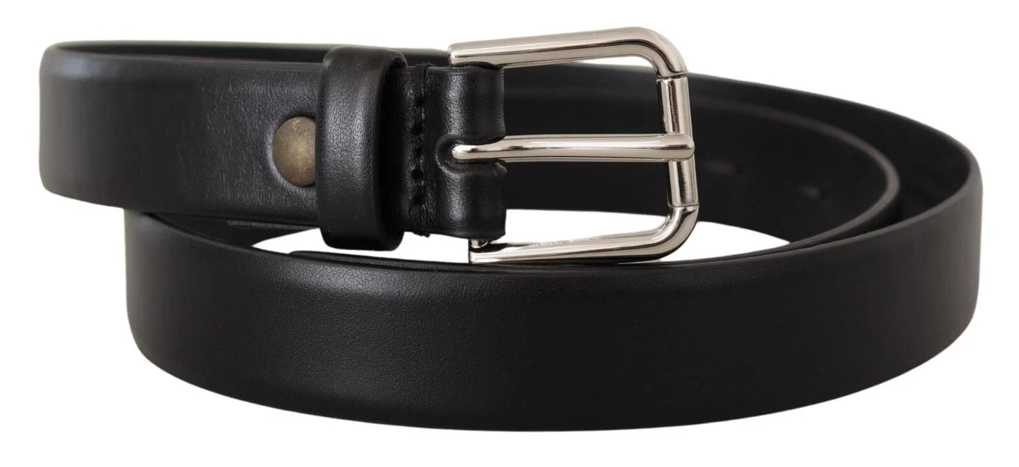 Dolce & Gabbana Black Calf Leather Silver Tone Logo Buckle Belt – 80 cm / 32 Inches par Dolce & Gabbana | Disponible sur Sandy Store ByNet