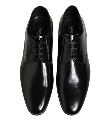 Dolce & Gabbana Black Calfskin Leather Derby Men Dress Shoes – EU 42 | US 9 par Dolce & Gabbana | Disponible sur Sandy Store ByNet