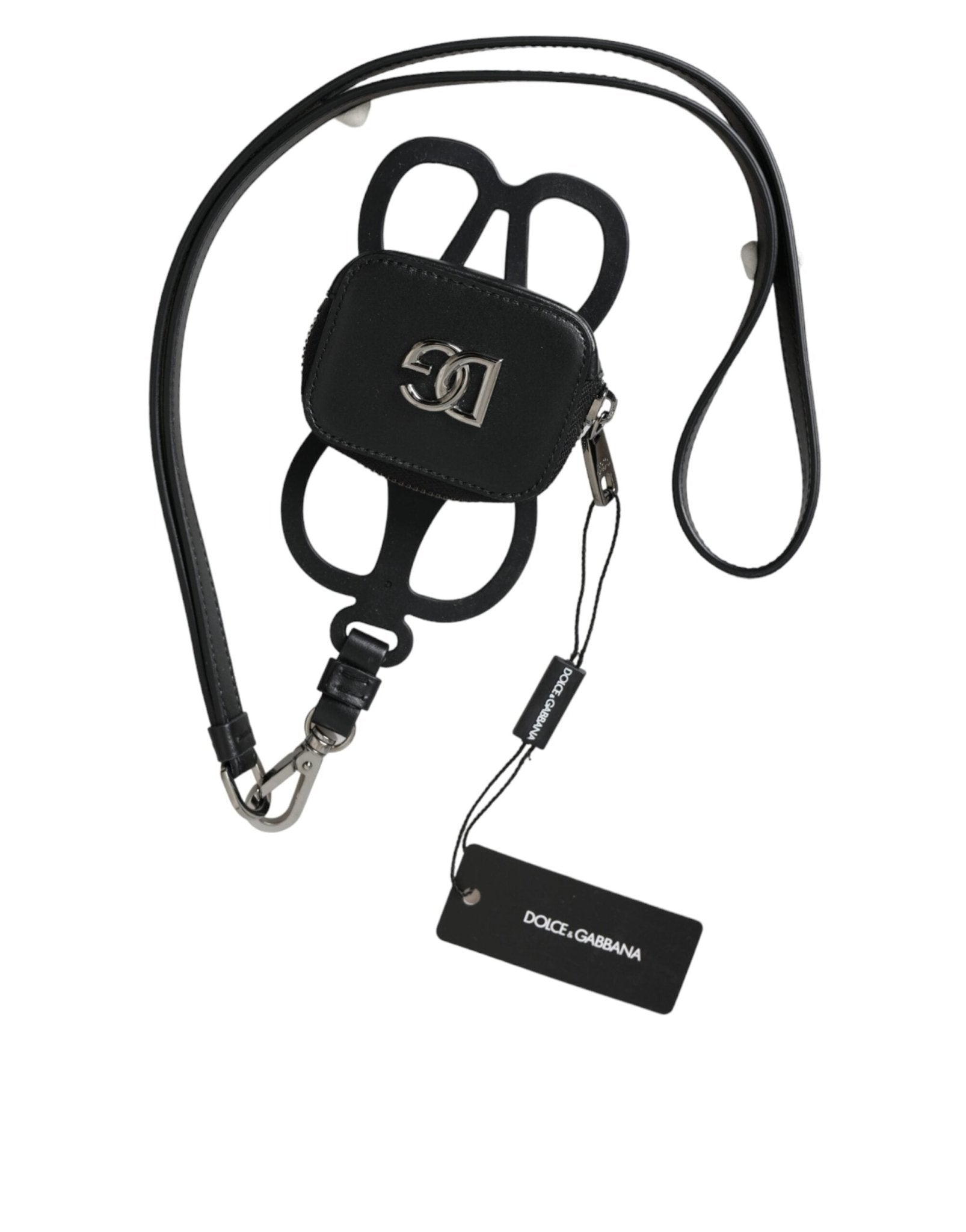 Dolce & Gabbana Black Calfskin Leather DG Logo Coin Purse Lanyard Wallet – par Dolce & Gabbana | Disponible sur Sandy Store ByNet