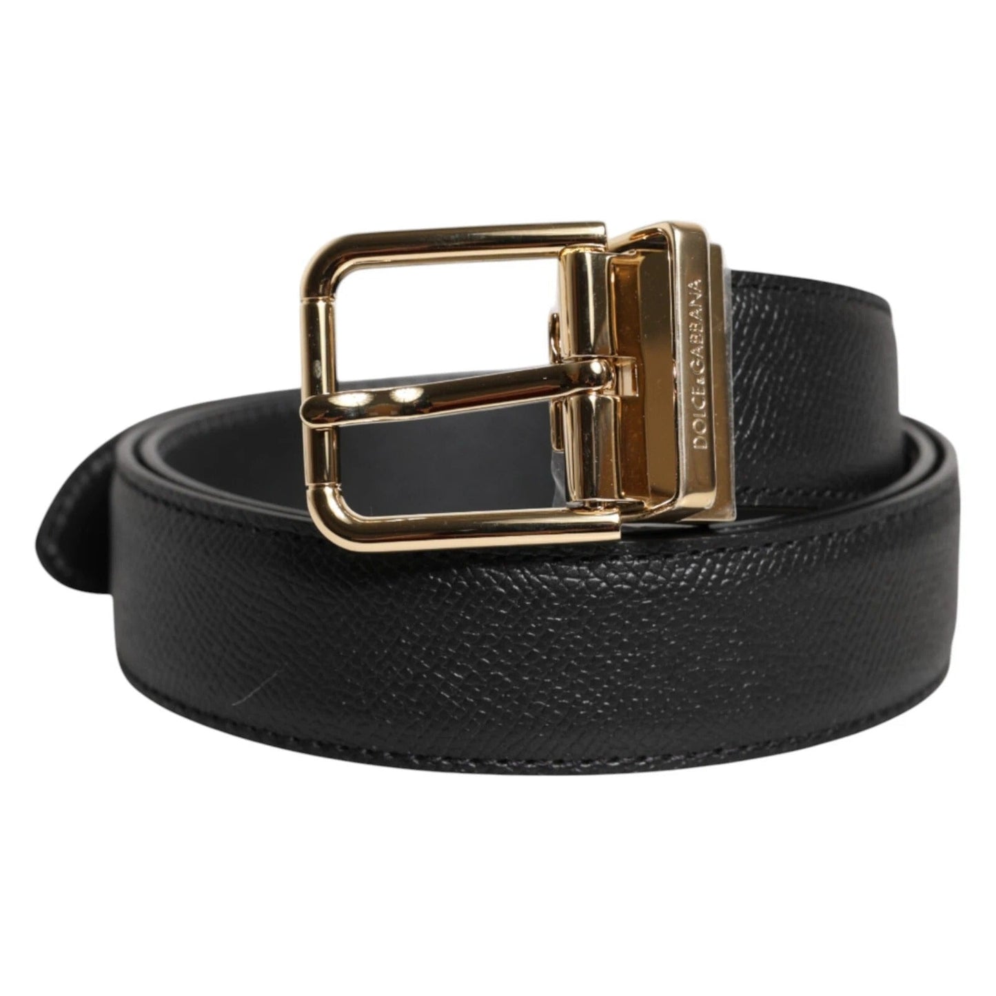 Dolce & Gabbana Black Calfskin Leather Gold Metal Buckle Belt – 85 cm / 34 Inches par Dolce & Gabbana | Disponible sur Sandy Store ByNet