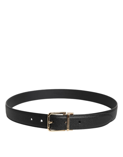 Dolce & Gabbana Black Calfskin Leather Gold Metal Buckle Belt - Sandy Store ByNet