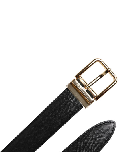 Dolce & Gabbana Black Calfskin Leather Gold Metal Buckle Belt - Sandy Store ByNet
