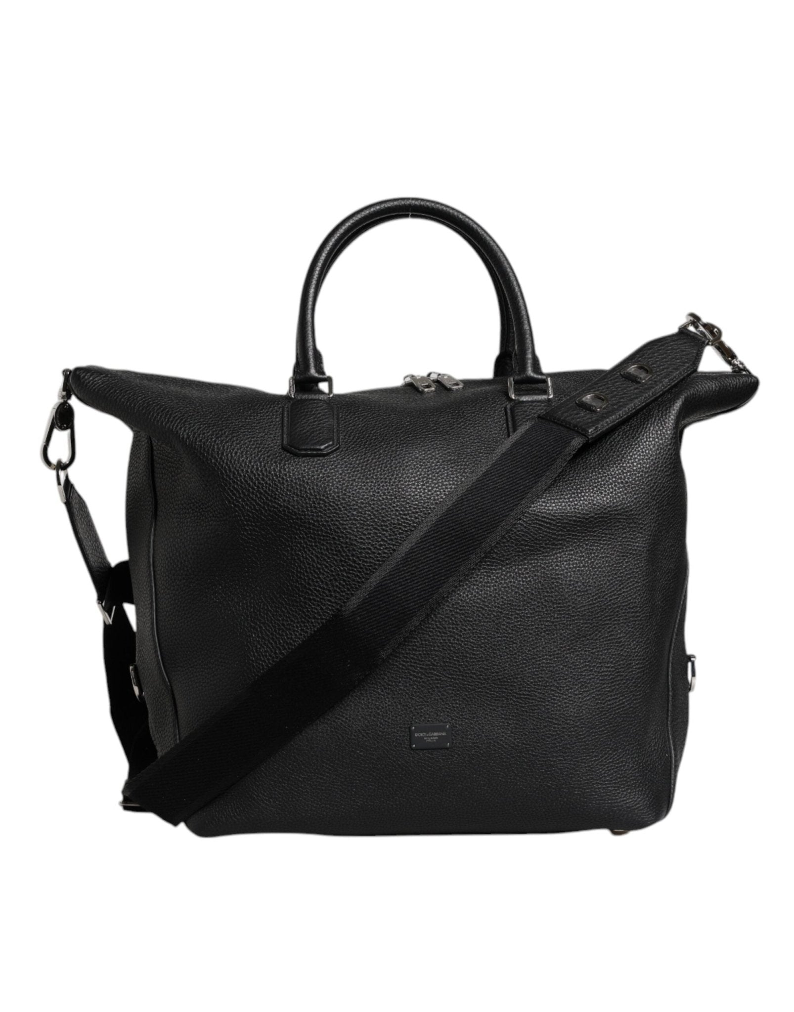 Dolce & Gabbana Black Calfskin Leather Hand Shoulder Duffle Bag - Sandy Store ByNet