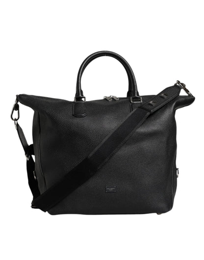 Dolce & Gabbana Black Calfskin Leather Hand Shoulder Duffle Bag - Sandy Store ByNet