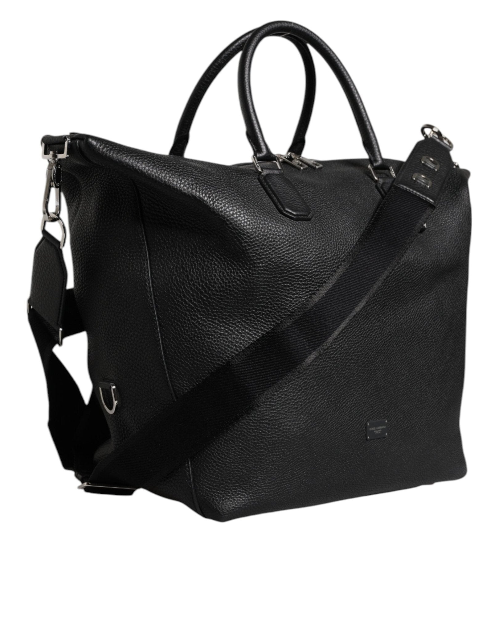 Dolce & Gabbana Black Calfskin Leather Hand Shoulder Duffle Bag - Sandy Store ByNet