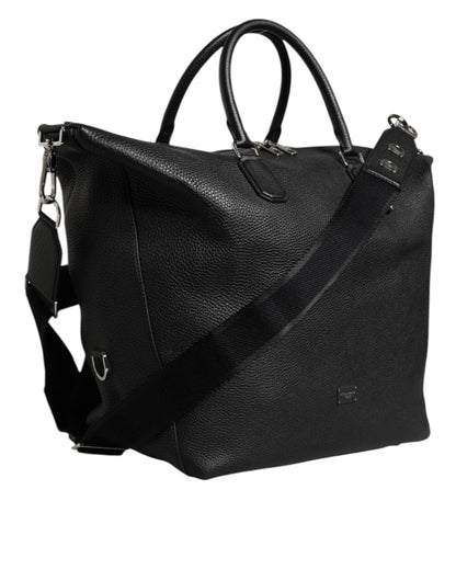 Dolce & Gabbana Black Calfskin Leather Hand Shoulder Duffle Bag - Sandy Store ByNet