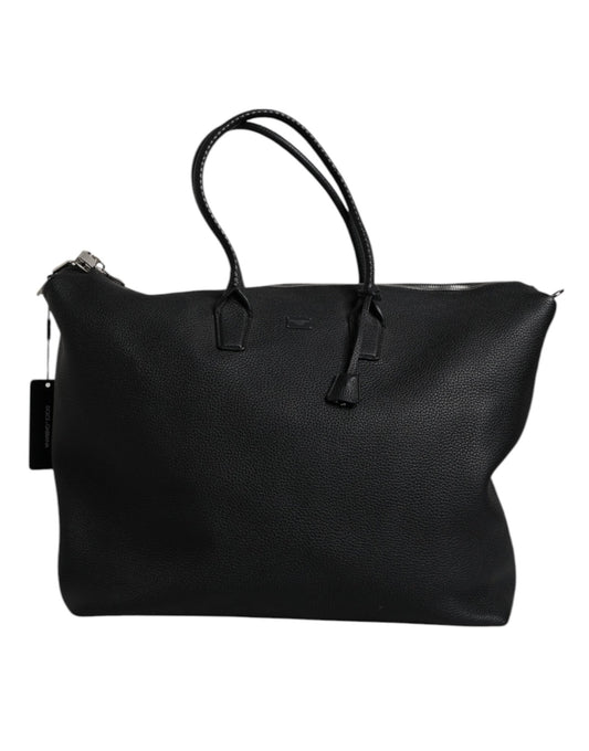 Dolce & Gabbana Black Calfskin Leather Hand Shoulder Duffle Bag - Sandy Store ByNet