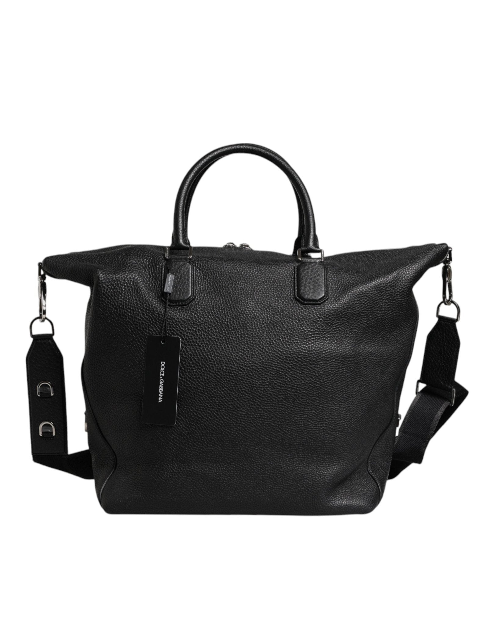 Dolce & Gabbana Black Calfskin Leather Hand Shoulder Duffle Bag - Sandy Store ByNet