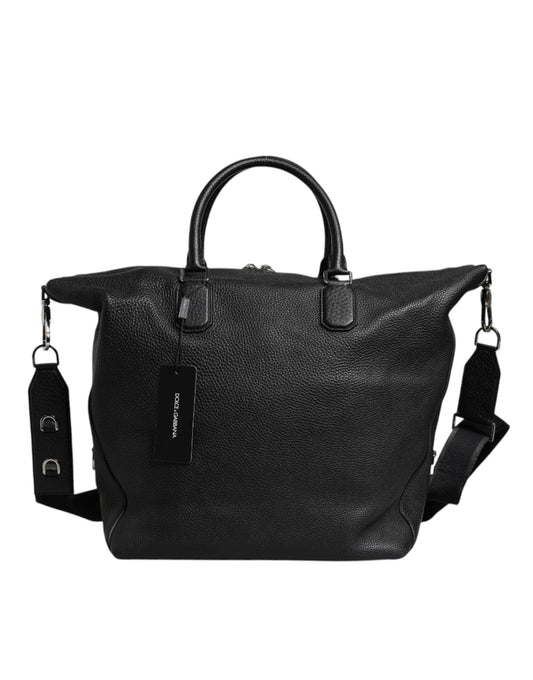 Dolce & Gabbana Black Calfskin Leather Hand Shoulder Duffle Bag - Sandy Store ByNet
