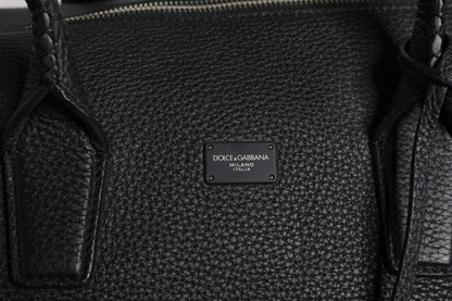 Dolce & Gabbana Black Calfskin Leather Hand Shoulder Duffle Bag - Sandy Store ByNet