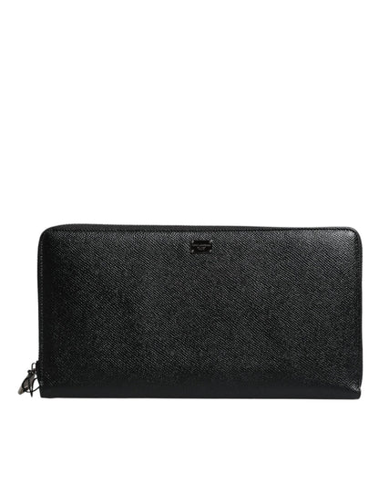 Dolce & Gabbana Black Calfskin Leather Logo Zip Around Continental Wallet – par Dolce & Gabbana | Disponible sur Sandy Store ByNet