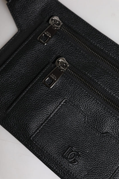 Dolce & Gabbana Black Calfskin Leather Messenger Crossbody Bag - Sandy Store ByNet