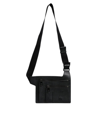 Dolce & Gabbana Black Calfskin Leather Messenger Crossbody Bag - Sandy Store ByNet