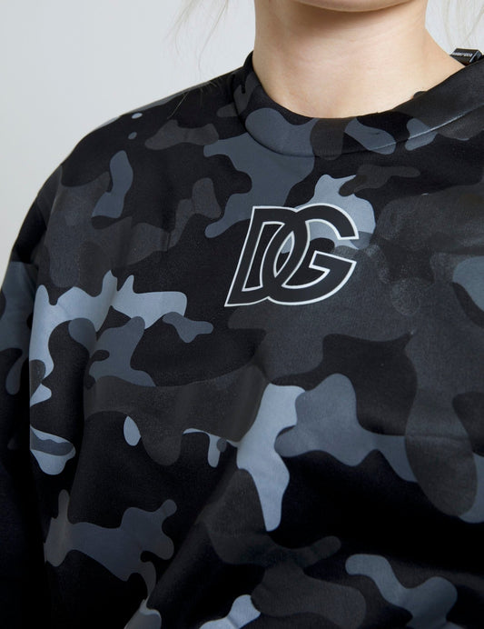 Dolce & Gabbana Black Camouflage Round Neck Sweatshirt Sweater – IT40|S par Dolce & Gabbana | Disponible sur Sandy Store ByNet