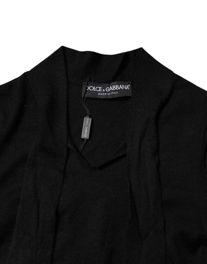 Dolce & Gabbana Black Cashmere Ascot Collar Long Sleeve Top - Sandy Store ByNet