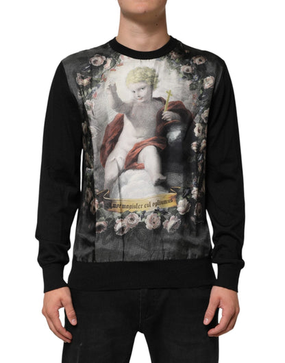 Dolce & Gabbana Black Cashmere Cherub Print Baroque Sweater – IT50 | L par Dolce & Gabbana | Disponible sur Sandy Store ByNet