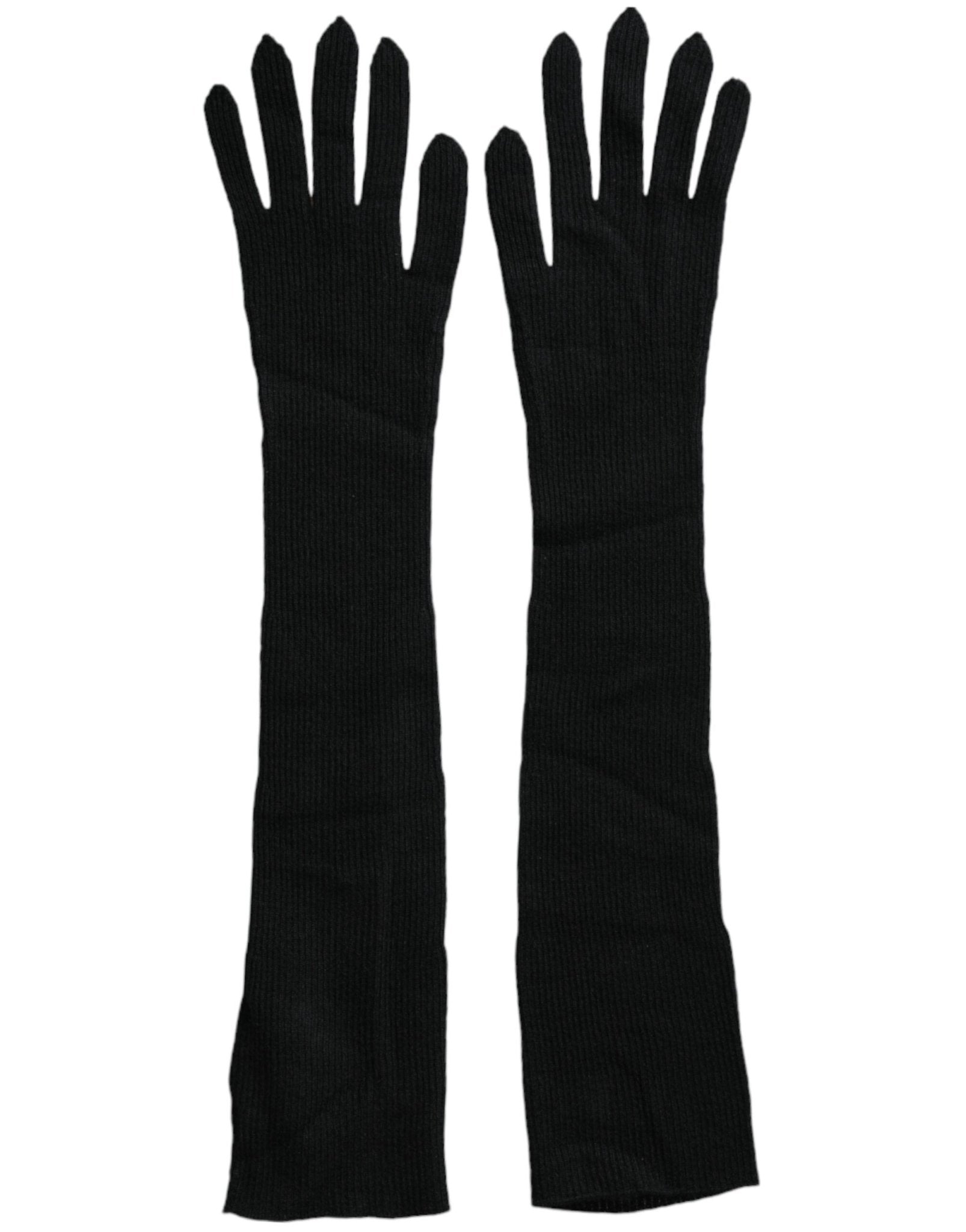 Dolce & Gabbana Black Cashmere Knitted Elbow Length Gloves - Sandy Store ByNet