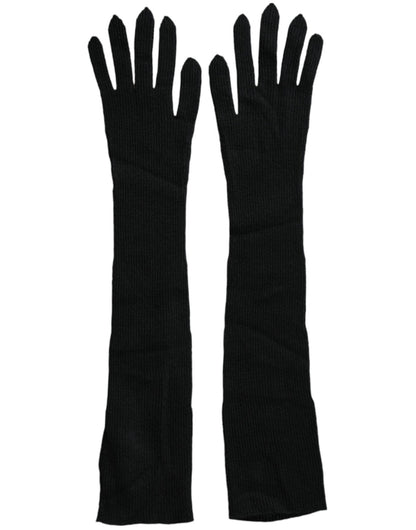 Dolce & Gabbana Black Cashmere Knitted Elbow Length Gloves - Sandy Store ByNet