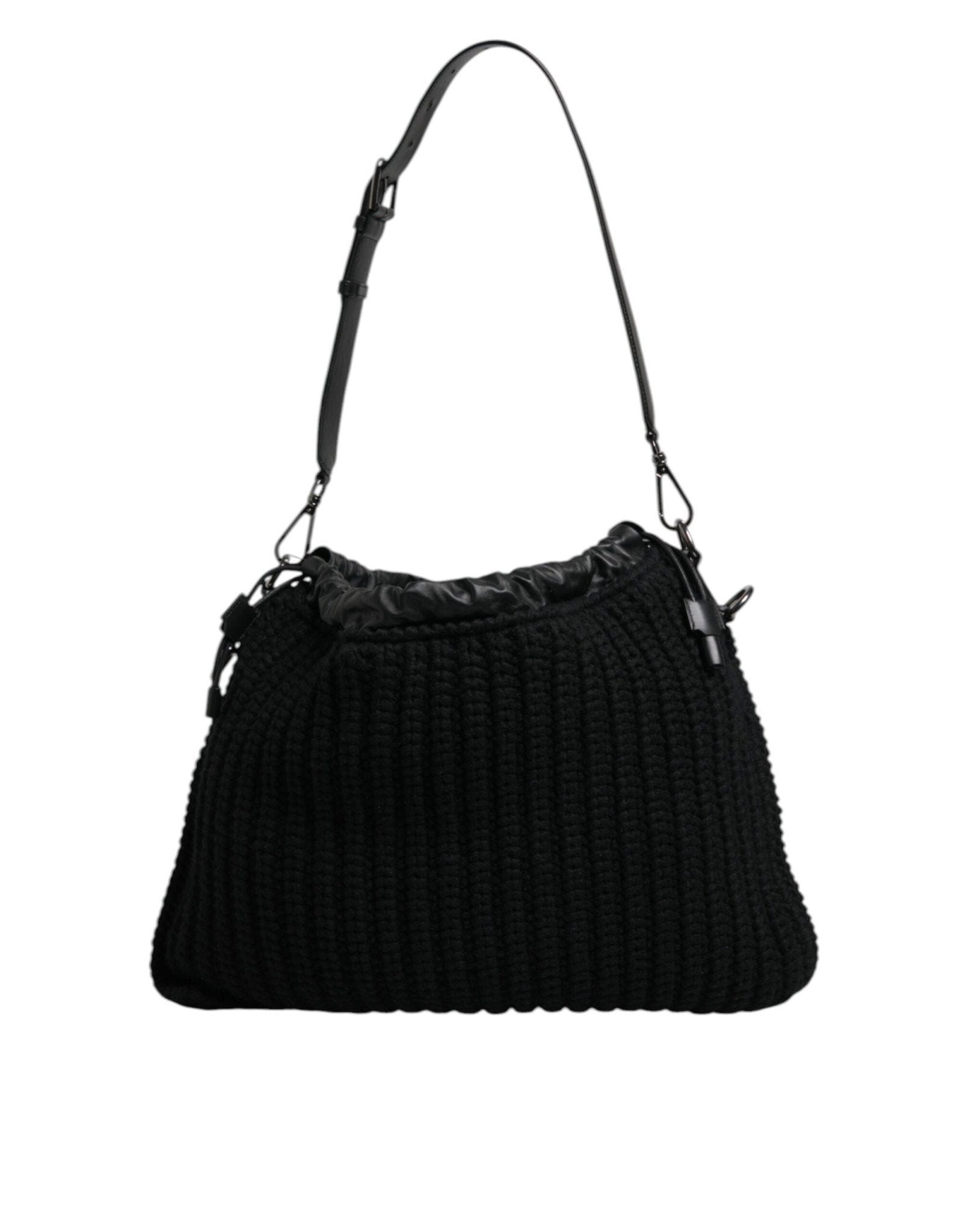 Dolce & Gabbana Black Cashmere Knitted Leather Shoulder Bag – par Dolce & Gabbana | Disponible sur Sandy Store ByNet