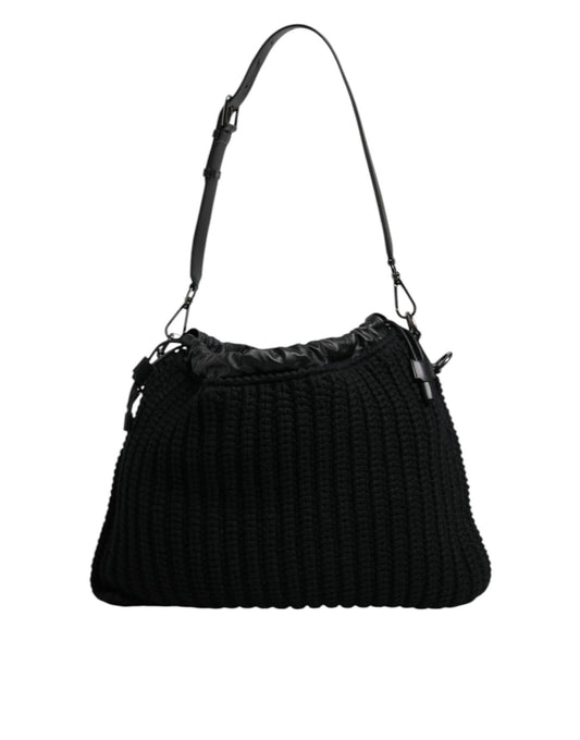 Dolce & Gabbana Black Cashmere Knitted Leather Shoulder Bag – par Dolce & Gabbana | Disponible sur Sandy Store ByNet