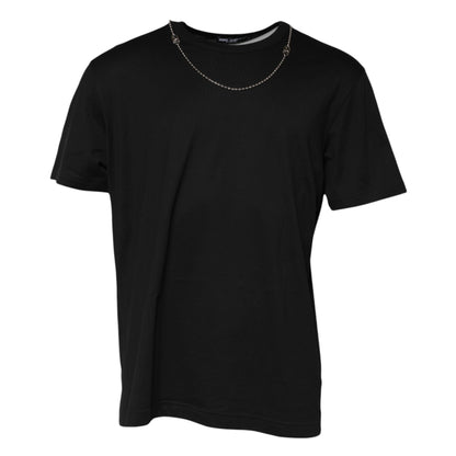 Dolce & Gabbana Black Chain Necklace Cotton Crewneck T-shirt – IT60 | 3XL par Dolce & Gabbana | Disponible sur Sandy Store ByNet