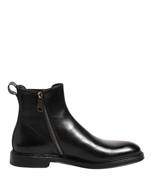 Dolce & Gabbana Black Chelsea Leather Mid Calf Boots Shoes – EU39/US6 par Dolce & Gabbana | Disponible sur Sandy Store ByNet