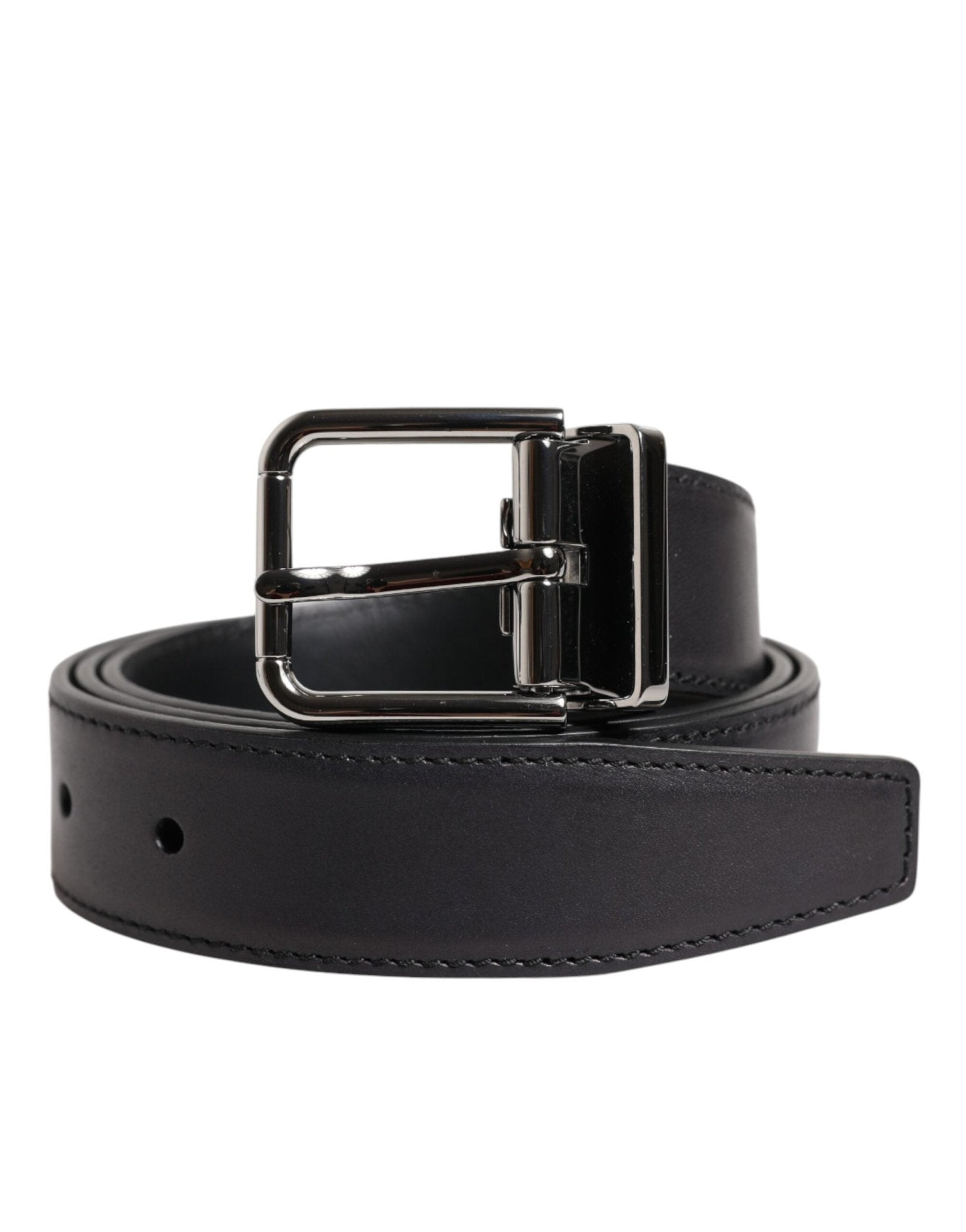 Dolce & Gabbana Black Classic Calf Leather Silver Buckle Belt – 85 cm / 34 Inches par Dolce & Gabbana | Disponible sur Sandy Store ByNet