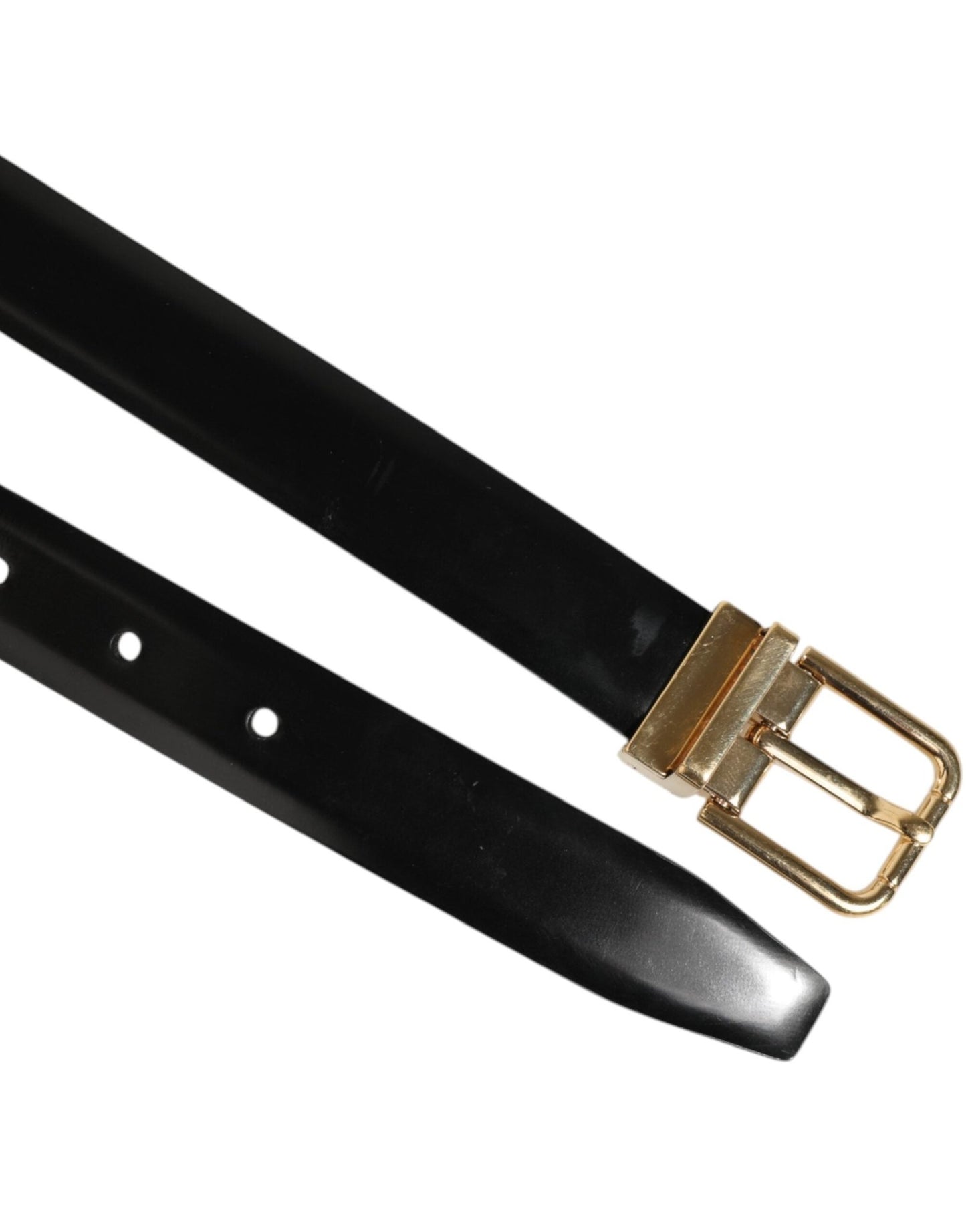 Dolce & Gabbana Black Classic Leather Gold - Tone Buckle Belt – 80 cm / 32 Inches par Dolce & Gabbana | Disponible sur Sandy Store ByNet