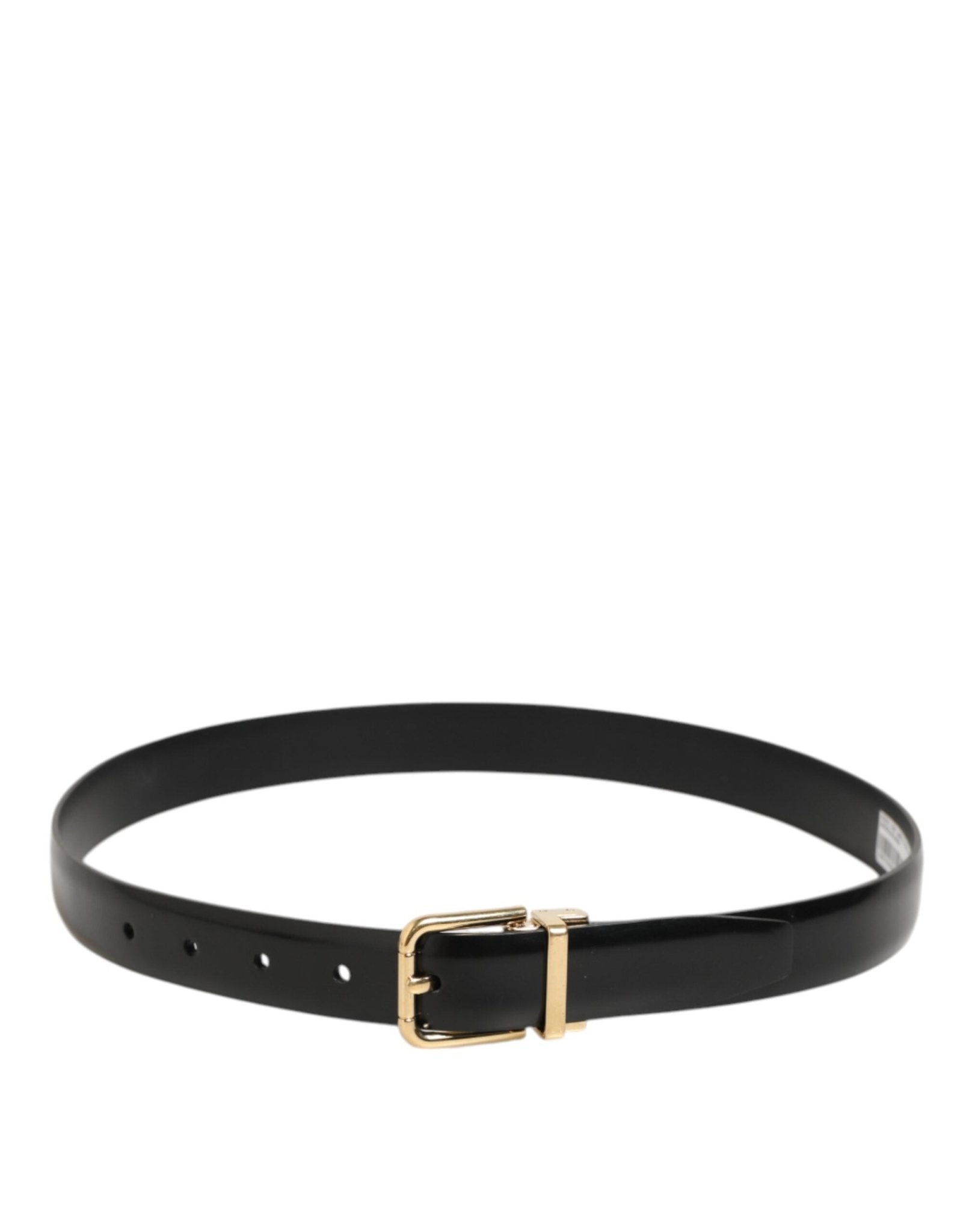 Dolce & Gabbana Black Classic Leather Gold - Tone Buckle Belt – 80 cm / 32 Inches par Dolce & Gabbana | Disponible sur Sandy Store ByNet