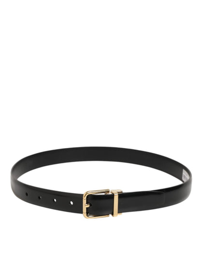 Dolce & Gabbana Black Classic Leather Gold - Tone Buckle Belt – 80 cm / 32 Inches par Dolce & Gabbana | Disponible sur Sandy Store ByNet