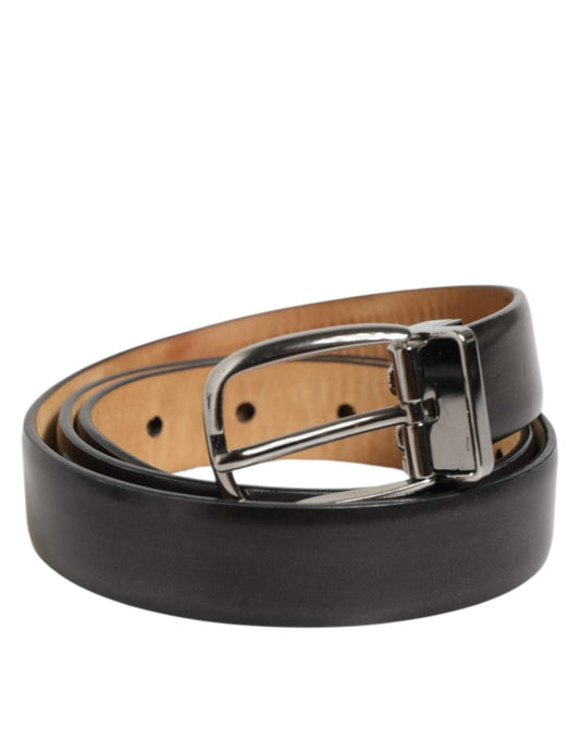 Dolce & Gabbana Black Classic Leather Silver - Tone Buckle Belt – 80 cm / 32 Inches par Dolce & Gabbana | Disponible sur Sandy Store ByNet