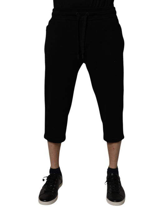 Dolce & Gabbana Black Cotton Blend Cropped Sweatpants Pants – IT50 | L par Dolce & Gabbana | Disponible sur Sandy Store ByNet